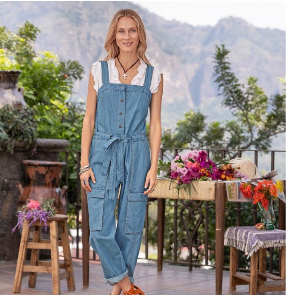 Sundance Valerie Denim Jumpsuit, Size 16